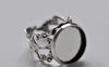 Accessories - 10 Pcs Antique Silver Adjustable Ring Blank Shank Base With 14mm Bezel A7681