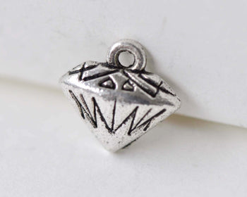 Antique Silver Diamond Charms Hollow Back Set of 30 A7937