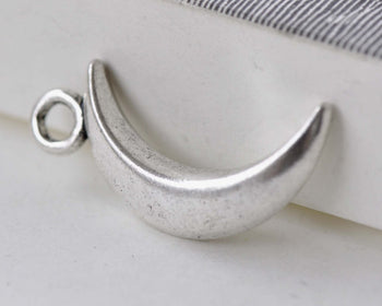 10 pcs Silver Crescent Moon Charms Antiqued Finish 14x31mm A7932