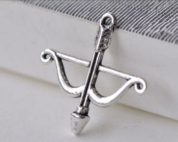 Bow Arrow Connectors Antique Silver Archery Charms Set of 20 A7948