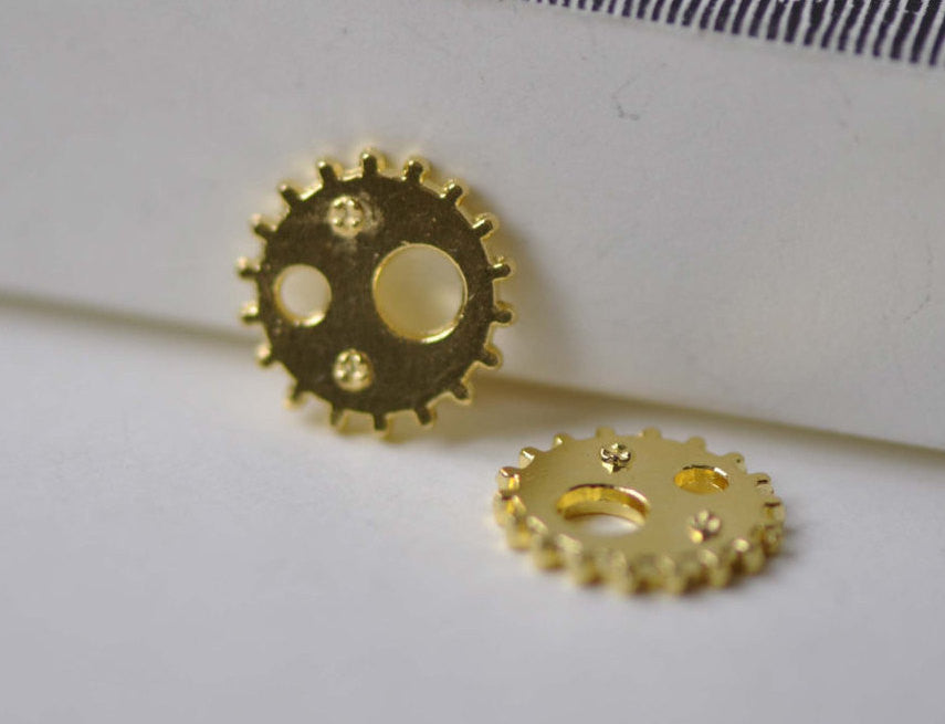 20 pcs Gold Gears Charms Small Mechanical Watch Movement A7952