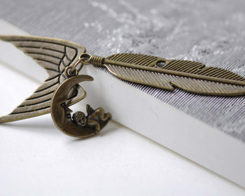 Antique Bronze Angel Feather Wing Kit Charms Pendants Set of 5 A7960