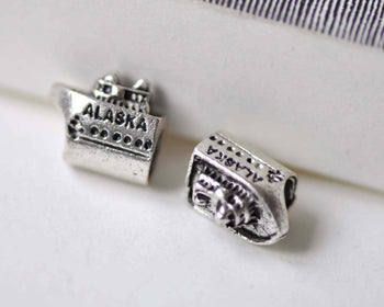 20 pcs Antique Silver Cruise Ship Large Hole Beads 10x12mm A7957