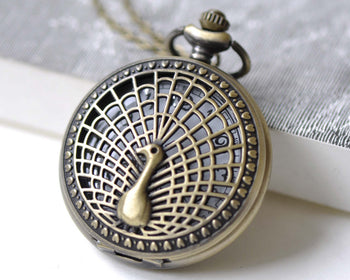 Pocket Watch - 1 PC Antique Bronze Large Size Peacock Pocket Watch A7965
