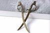 10 pcs Antique Bronze Japanese Blade Katana Sword Pendants A7977