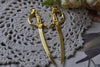 Gold Japanese Blade Katana Sword Pendant Charms Set of 10 A7978