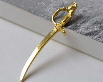 Gold Japanese Blade Katana Sword Pendant Charms Set of 10 A7978
