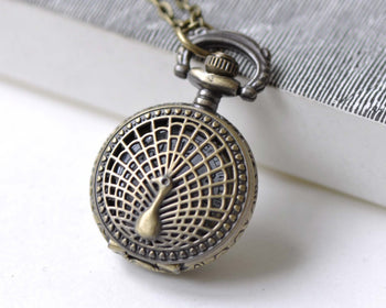 Pocket Watch - 1 PC Antique Bronze Small Size Peacock Pocket Watch  A7966
