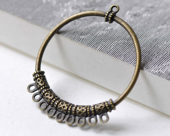 Antique Bronze Round Chandelier Earring Pendants Set of 10 A7968