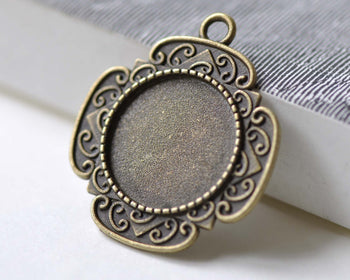 10 pcs Antique Bronze Fancy Pendant Tray Base Setting Blank A7972