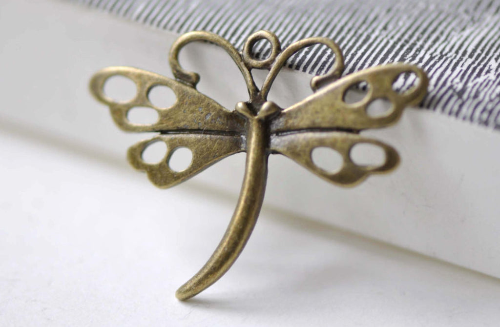 Dragonfly Charms Antique Bronze Cut Out Moth Pendants Set of 10 A7980