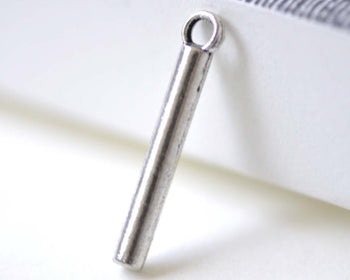 Antique Silver Plain Round Bar Charms Size 2x24mm Set of 20 A7984