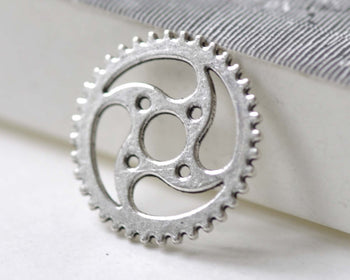 Antique Silver Gear Charms Steampunk Pendant 23mm Set of 20 A7979