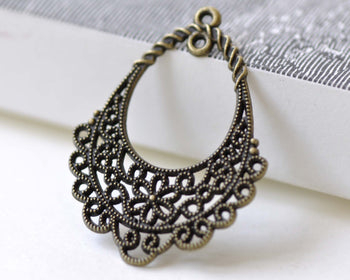 Antique Bronze Floral Chandelier Earring  Pendants Set of 10 A7991