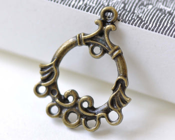 Fancy Chandelier Earring Antique Bronze Connector Set of 10 A7993