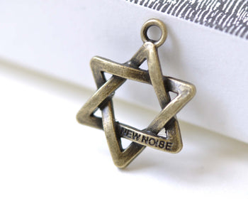20 pcs Star of David Charms Antique Bronze Star Pendant A7994