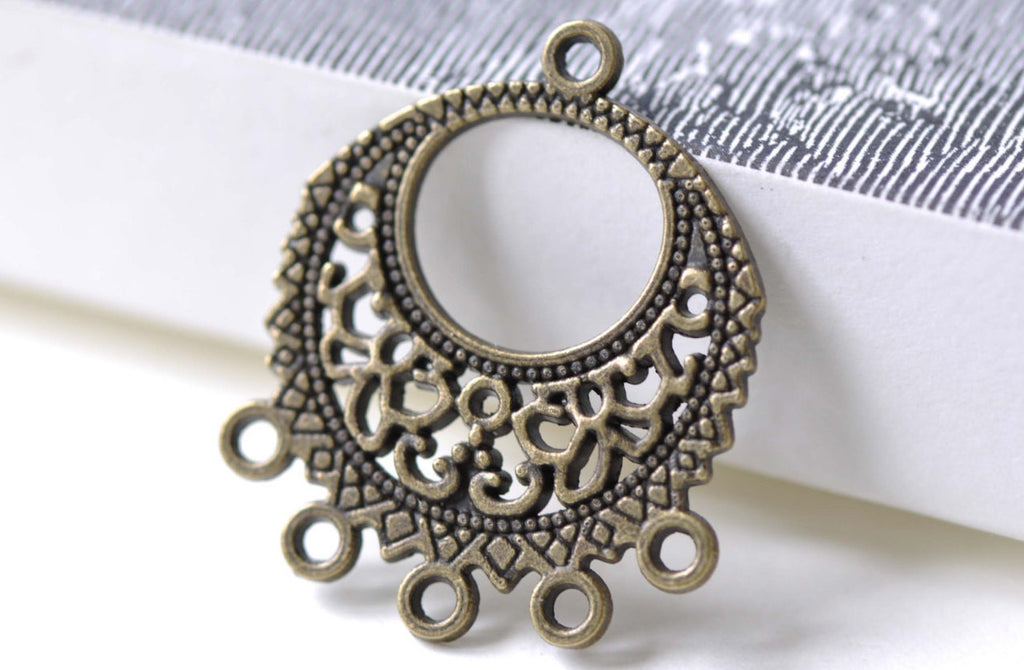 Antique Bronze Round Boho Chandelier Earring Set of 10 A7998