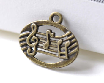 20 pcs Music Note Charms Antique Bronze Treble Clef Pendants A8007