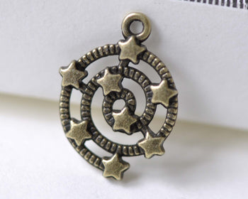 Antique Bronze Spiral Galaxy Star Universe Charms Set of 20 A8005