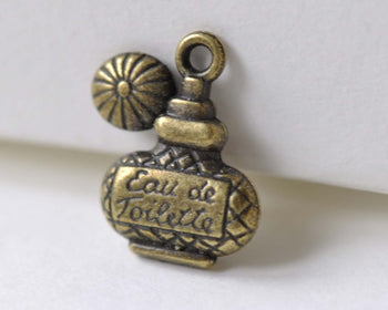 Antique Bronze Perfume Bottle Charms Beauty Pendants Set of 10 A8014