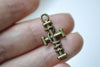 Antique Bronze Coiled Cross Religious Charms 12x26mm Set of 20 A8015