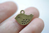 Flat Baby Bird Charms Antique Bronze Dotted Sparrow Set of 20 A8018