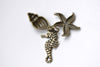 10 Sets Antique Bronze Starfish Seahorse Conch Kit Pendants A8021