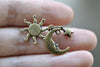 Antique Bronze Celestial Kit Sun Moon Star Sky Charms Set of 10 A8023