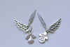 Antique Silver Angel Feather Wing Kit Charms Set of 10 A8025