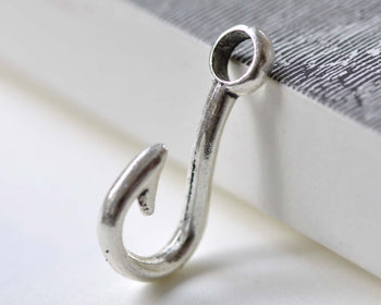 10 pcs Large Hole Blank Fish Hook Charms Pendants A8030