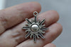 Antique Silver Sun Flame Fire Charms 25x28mm Set of 20 A8031