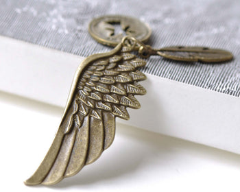 Antique Bronze Angel Feather Wing Kit Charms Set of 10 A8020