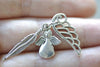 Antique Silver Angel Feather Wing Kit Charms Set of 10 A8025