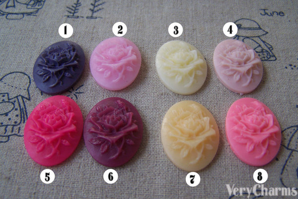 Resin Rose Flower Oval Cameo Cabochon 18x25mm