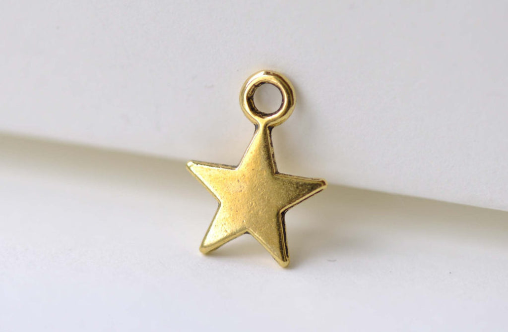 Bulk Antique Gold Star Charms 8x11mm Set of 50 A8047