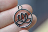 Antique Silver Outlined Lotus Flower Ring Charms Set of 20 A8050