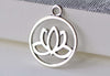 Antique Silver Outlined Lotus Flower Ring Charms Set of 20 A8050