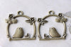 Antique Bronze Filigree Bird Cage Charms  25x26mm Set of 10 A8051