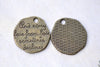 10 pcs Antique Bronze Irregular Engraved Sayings Pendants Charms A8052