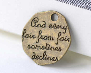 10 pcs Antique Bronze Irregular Engraved Sayings Pendants Charms A8052