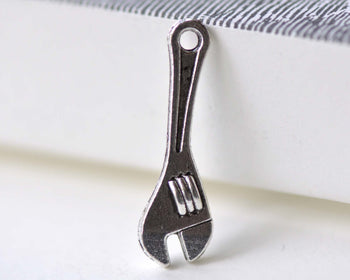Spanner Wrench Antique Silver Tool Charms 8x24mm Set of 10 A8054