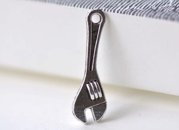 Spanner Wrench Antique Silver Tool Charms 8x24mm Set of 10 A8054