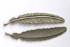 Antique Bronze Super Large Feather Pendants 22x106mm Set of 6 A8056