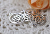 Antique Silver Outlined Lotus Flower Ring Charms Set of 20 A8050