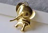Gold Baby Elephant Pendants Kawaii Charms 36x37mm Set of 6 A8059