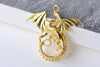 Flying Dragon Charms Shiny Gold Large Pendants Set of 10 A8076