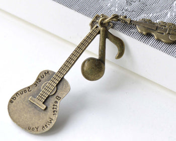 Antique Bronze Music Instrument Guitar Charm Pendants Set of 10 A7959