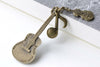 Antique Bronze Music Instrument Guitar Charm Pendants Set of 10 A7959