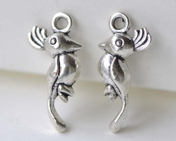 Antique Silver Parrot Charms 3D Bird Charms 8x18mm Set of 20 A7955