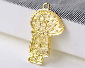 SALE Gold Girl Flat Charms 18x28mm Set of 10 A8074